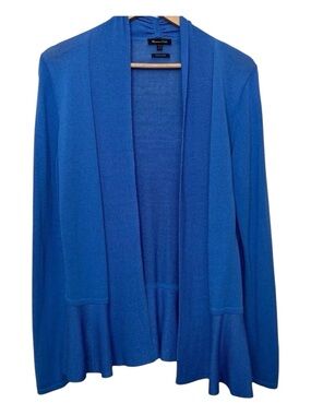 Massimo Dutti blue crochet wrap cardigan peplum sweater long sleeves medium